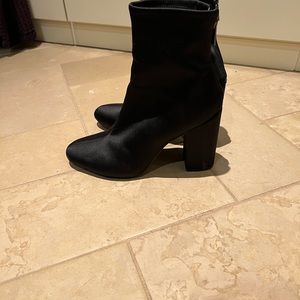 Jessica Simpson black satin boots